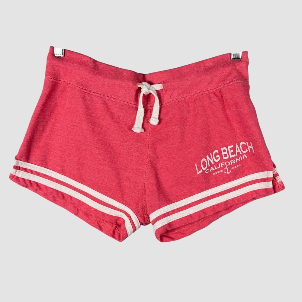 Long Beach California Pink Drawstring Sweat Shorts Anchor Graphic Women's Size M